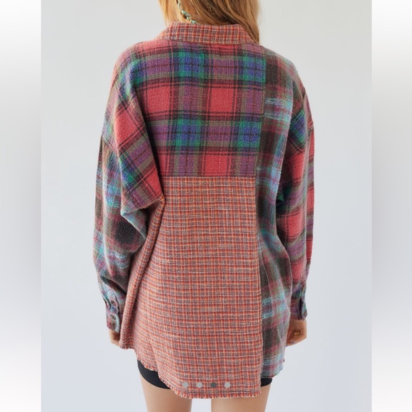 Urban outfitters BDG Robbie Spliced Flannel Button Down Shirt - Picture 2 of 6
